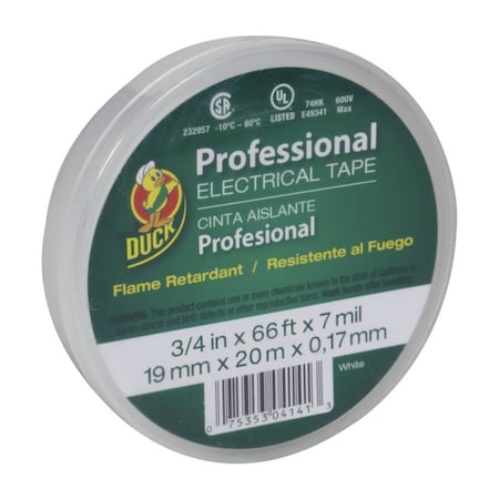 Duck Brand Duck Professional Grade 3/4 in. W X 66 ft. L White Vinyl Electrical Tape 300877
